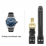Auk&scaron;tos kokybės natūralios odos kniedėmis pagaminta laikrodžio apyrankė 21 mm 22 mm, tinka IWC Big Pilot Spitfire TOP GUN Rudos mėlynos karvės odos laikrodžio dirželiai Black-gold 22mm