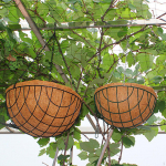 Kokoso kokoso pluo&scaron;to pakabinami vazonai, 2 sluoksnių juoda grandinėlė, tvirta dekoratyvinė kabykla 21x9.5cm
