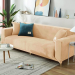 Prabangus aksominis sofos užvalkalas Super &scaron;iltas elastingas sofos užvalkalas svetainei vienspalvis baldų apsauginis fotelis užvalkalas 4seater 230-300cm smėlis