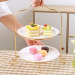 2 Tier Dessert Pastry Plate Rack Cookie Display Platter Scene Props Classic Decor Easy Access to
