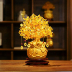 Laimės medžio turtas Geltonas medis Natūralūs pinigų medžio papuo&scaron;alai Bonsai stiliaus turtai Sėkmės feng shui papuo&scaron;alai Amatai