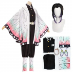 Anime Demon Slayer Kimetsu No Yaiba Cosplay Kostiumas Kimono Kochou Shinobu Kostiumas Uniformos Kostiumai Perukas Vaikas Suaugusiųjų vakarėlis Dovana L-(Full set+wig)