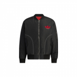 Adidas Originals Dobilų languotas logotipas Spausdinta Dvipusė Užtraukiama Medvilninė Striukė Vyri&scaron;kos Striukės Juoda HY7276 M