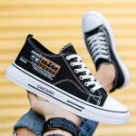 Madingi žemi drobiniai batai Vyri&scaron;ki laisvalaikio stilingi gatvės stiliaus batai Hiphopo sportbačiai paaugliams 43 juoda