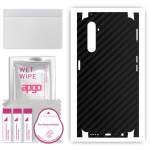 apgo Protective Skin Sticker for the back+sides compatible with Realme 6 Pro, Full Wrap Film, Foil, Vinyl - Pattern Carbon Black