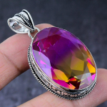 Bi-Color Tourmaline Gemstone Handmade 925 Sterling Silver Pendant 2.17 b2g81