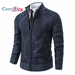 Cozy up vyri&scaron;ka maža stovi apykaklė plius aksominis pastorintas megztas megztinis megztinis 2XL mėlyna