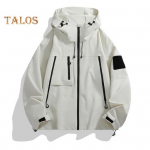 Vyri&scaron;kas moteri&scaron;kas vėjo nepraleidžiantis vandeniui striukė su stačia apykakle ir kapi&scaron;onu, lauko paltas su ki&scaron;enėmis su užtrauktukais žygiams, laipiojimui, sportui XXXL dramblio kaulas