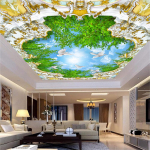 Lubų tapetai Gėlės Mi&scaron;ko medžiai Baltas balandis 3D Tapetai Svetainė Vaikų kambarys Miegamojo Lubų freska 250 cm(W) x 160 cm(H)