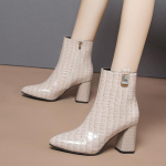 Seksualūs moteri&scaron;ki bateliai žieminiai batai Raudoni Žali Mėlyni Klasikiniai moteri&scaron;ki ankle boots Su blokiniu auk&scaron;tu kulnu Smailus pir&scaron;tas Batai 35