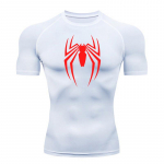 Vasaros bėgimo mar&scaron;kinėliai vyri&scaron;ki trumpomis rankovėmis kompresiniai mar&scaron;kinėliai sporto klubui Balta ir juoda greitai džiūstanti kvėpuojanti MMA kūno rengybos apranga L