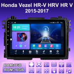 2 DIN Android Carplay automobilio radijas, skirtas Honda Vezel HR - V HRV HR V 2015 - 2017 Multimedijos grotuvo galvos blokas Stereo GPS navigacija BT WIFI 2+32GB 1+16GB