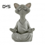 Budos katės figūrėlės, sėdinčios meditacijos, katės statulos dervos Budos katės stalo ornamentų kolekcija, skirta jogos meditacijai patalpose B