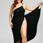 Moteri&scaron;ka madinga vienspalvė medvilnė be rankovių, laisvalaikio paplūdimio drabužiai, apvyniojama, pridengiama didelio dydžio suknelė XXXXXL