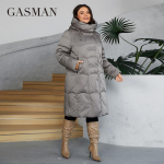 GASMAN 2024 Moteri&scaron;ka žieminė pūkinė striukė ilga klasikinio dizaino ki&scaron;enė su užtrauktuku moteri&scaron;ka vienspalvė paltas laisvalaikis plius dydis parkas 88599 5XL rožinė