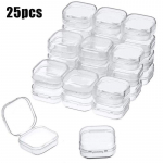 25 vnt. mažos dėžutės, kvadratinės permatomos plastikinės dėžutės papuo&scaron;alų laikymo dėklas 25pcs