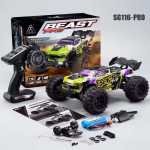 Naujas SG116MAX/PRO pilno masto nuotolinio valdymo automobilis be &scaron;epetėlių didelės spartos nuotolinio valdymo automobilis 4WD profesionalus lenktyninis automobilis 2,4 G visureigio drifto automobilio berniukų žaislai 1 Battery violetinė/žalia