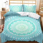 Bohemi&scaron;kas Mandala antklodės užvalkalų rinkinys Dvivietis Karalienės Karali&scaron;ko dydžio Pilnas dydis, Mėlynas Boho &Scaron;ik Mikropluo&scaron;to patalynės rinkinys berniukams, mergaitėms, vaikams ir paaugliams Eu Double 200x200cm
