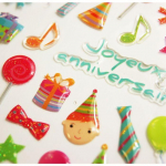 Autocollants - Anniversaire - paillettes - &Eacute;poxy transparent