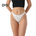 Moteri&scaron;ki apatiniai žemo liemens vientisos spalvos stringai besiūliai labai elastingi apatiniai vienos dalies trikampio formos kelnaitės bikini S juoda