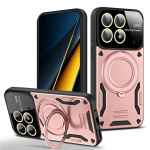 Skirtas Poco X6 Pro 5G Case Smūgiams atsparus &scaron;arvų žiedo dėklas, skirtas Poko Little X6 X 6 Pro X6pro Pocox6pro Magsafe belaidžio įkrovimo magnetinis For Poco X6 Pro rožinio aukso spalvos