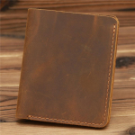 Itin plona rankų darbo vyri&scaron;ka piniginė i&scaron; natūralios odos, kortelių dėklas, piniginė, i&scaron; Crazy Horse odos, trumpos piniginės tamsiai ruda spalva