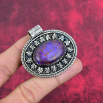 Violetinis vario turkis pakabukas, 925 prabos sidabro papuo&scaron;alas, brangakmenio pakabukas, dovana jai, rankų darbo subtilus papuo&scaron;alas 1.88 Inches violetinė