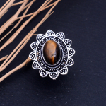 Tiger Eye Handmade 925 Sterling Silver Jewelry Ring Size 8 q7g79