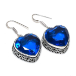 Blue Topaz Gemstone Handmade 925 Sterling Silver Jewelry Earring 1.69 k7c34