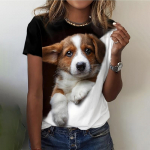 Moteri&scaron;ki mar&scaron;kinėliai 3d Kawaii Dog Printshortsleles Moteri&scaron;ki mar&scaron;kinėliai su i&scaron;kirpte i&scaron;kirpte Hiphopo mados negabaritinių gatvės stiliaus juokingų ra&scaron;tų vir&scaron;ūnės S