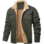Rudens ir žiemos vyri&scaron;ka striukė su Fleecy Cotton Cargo laisvalaikio striuke Vyri&scaron;ka striukė 5XL armijos žalia spalva