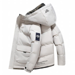 Žieminė vyri&scaron;ka striukė su medvilniniu pamink&scaron;tinimu, trumpa stora medvilne pamink&scaron;tinta striukė, pūkinė striukė, striukė su gobtuvu 4XL chaki
