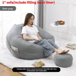 Pupelių mai&scaron;as Didelis mai&scaron;as Patogi tinginio sofa-krėslas Lino gultas Sofa Dovana Tatamis 70*80cm tamsiai pilka spalva