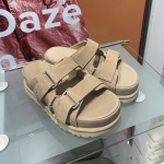 Madingi Nauji Storo Paduko &Scaron;lepetės Moterims Natūralios Odos Kryžminis Dirželis Atostogų Paplūdimio Batai Moteri&scaron;ki Laisvalaikio Plok&scaron;čiapadžiai Sandalai Vasariniai Sandalai Moteris 35 chaki
