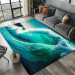 Mėlynas Žalias Jūros Vanduo Jūros Bangos Kilimas Peizažinis Kilimas Kilimas Svetainei Miegamajam Namams Sofai Namų Dekoravimas Neslystantis Grindų Kilimėlis 120X160CM
