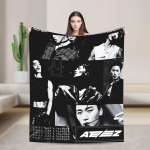 ATEEZ Choi San pledas Pikniko flanelinis pledas sofai, foteliui, lovai &Scaron;iltas mink&scaron;tas individualios kokybės lovatiesė Dovana 30x40in gray