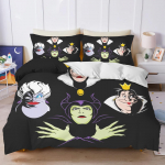 Disney Piktadariai Maleficent Ursula Piktasis Karalienė Lovos Patalynės Komplektas Antklodės Užvalkalas Antklodžių Komplektai Dvigubas Komfortas 100% Poliesteris 3 Dalių Komplektas AU Single(140*210cm)3pcs