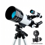 150X Astronominis teleskopas, 70 mm apertūros refraktorius, ne&scaron;iojamas kelioninis teleskopas su telefono adapteriu, žvaigždžių stebėjimui, mėnulio stebėjimui
