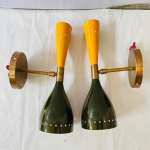 Sieniniai &scaron;viestuvai žalvariniai itali&scaron;ki sieniniai &scaron;viestuvai &Scaron;iuolaikiniai itali&scaron;ki &scaron;viestuvai Diabolo sieniniai &scaron;viestuvai, 2 lempučių pora, 1950 m. stiliaus vidurio amžiaus
