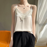 &Scaron;ilkinė camisole moterims Vasarinė liemenė Slim V-kaklo Trumpa Temperamentinga Vidinis vir&scaron;utinis drabužis 2XL &scaron;ampanas