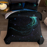 Neoninės medūzos patalynės užvalkalų komplektas Karali&scaron;kojo, Karalienės, Dvigulio, Pilno, Dvigubo, Viengulio dydžio patalynės komplektas 135x200cm