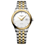 LONGINES Karinio stiliaus Vėliavos serijos Automatinis mechaninis laikrodis 30 metrų atsparus vandeniui &Scaron;veicari&scaron;kas laikrodis 30 mm Baltas ciferblatas Nerūdijančio plieno korpusas L4.374.3.17.7 balta
