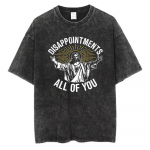 Vintažiniai skalbti medvilniniai mar&scaron;kinėliai vyrams Juokingi Jėzaus nusivylimai Visi jūs Grafinis T-shirt Retro Rūg&scaron;tinė plovykla Streetwear Laisvo kirpimo vir&scaron;us 2XL black