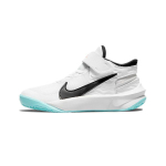 Nike Team Hustle D 10 Flyease žemi krep&scaron;inio bateliai Balti Mėlyni Vaikams 3&ndash;7 Metų Amžiaus DD7302-102 28 white