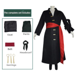 Fantasia Wano &scaron;alies Roronoa i&scaron; Zoro Cosplay Kimono Anime Pirato Kostiumas Vyri&scaron;kas Helovino Karnavalo &Scaron;ventės Drabužiai 130 black