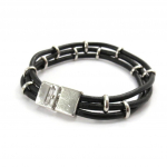 Les Tr&eacute;sors De Lily [J7576] - Bracelet mixte 'Peaceful' noir (3 rangs) juoda