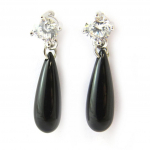 Altesse [N3323] - Boucles argent 'Sissi' noir blanc