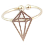 7bis [Q6218] - Bague artisanale 'Origami' argent&eacute; (diamant) - 14x8 mm