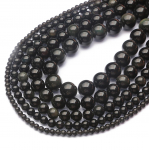 Natūralaus akmens lygaus juodo obsidiano pakabukas, apvalūs, palaidi karoliukai, skirti papuo&scaron;alų gamybai, &bdquo;pasidaryk pats&ldquo; apyrankė 4mm 95pcs