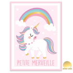 Les Tr&eacute;sors De Lily [A0723] - Toile enfant 'Licorne My Unicorn' rose (Petite Merveille) - 40x30 cm ry&scaron;kiai rožinė